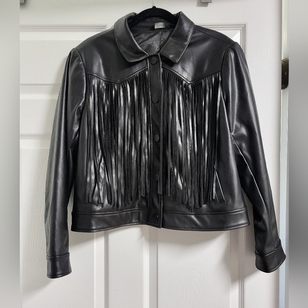 G by Giuliana Black Label Faux Buttery Leather Jacket - NWOT - Size L